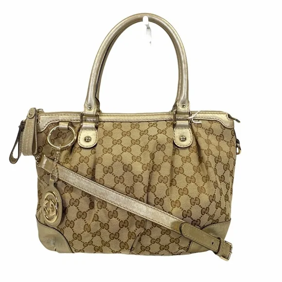 Authentic Gucci Crossbody bag GG canvas Beige handbag used good condition vint - Picture 3 of 14